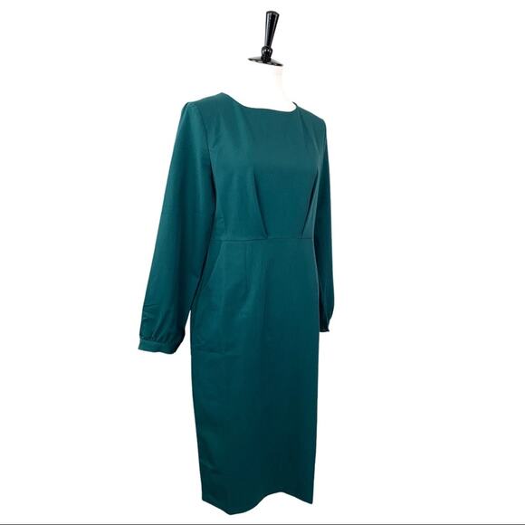 Metisu Dress Sheath Pencil Long Sleeves Forest Green Women's Size Large - Picture 2 of 12